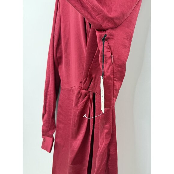 NWT Mila Mae Dress Wine Red Long Sleeve Maxi Knot Front Sz M - Picture 6 of 16